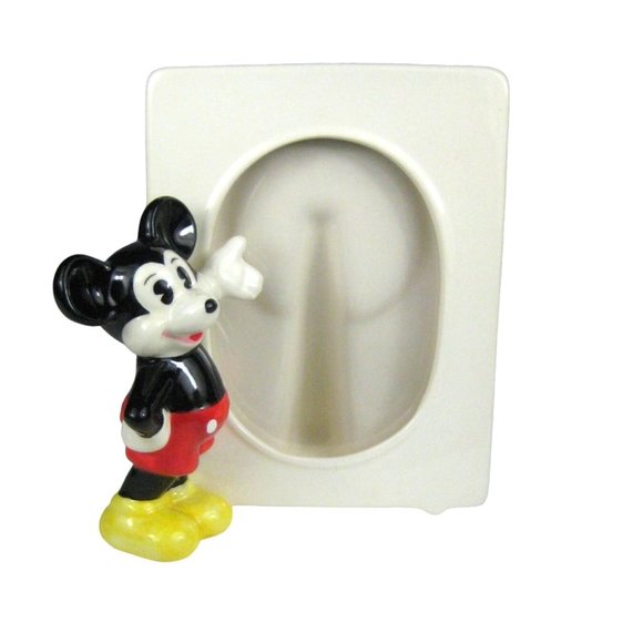 Vintage Disney Mickey Mouse Ceramic Porcelain Picture Frame Made Japan 4 X 5 in - Picture 1 of 12
